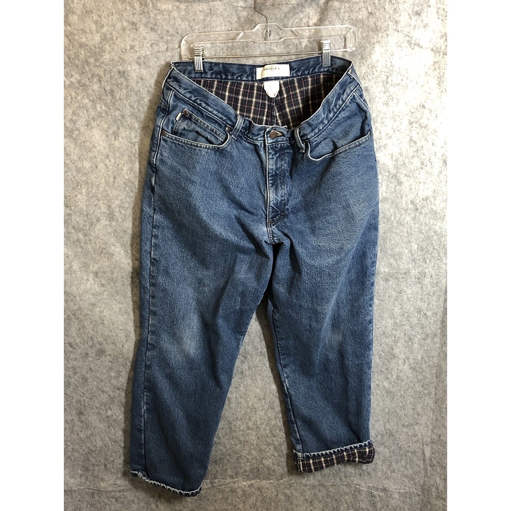 L.L.‎ Bean Jeans Men 38x29 Blue Denim Double L Flannel Lined Work Fish Hike Camp